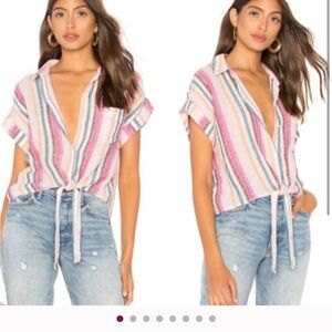 Rails Pink and Orange Striped Button Down Shirt in great condition